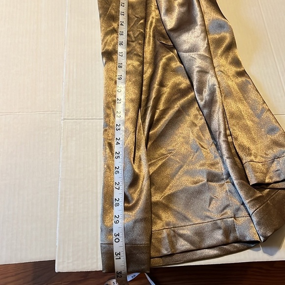 New-a new day-10-gold-high-rise, satin, pleated, wide leg, slouchy, cargo pants. - Picture 15 of 16